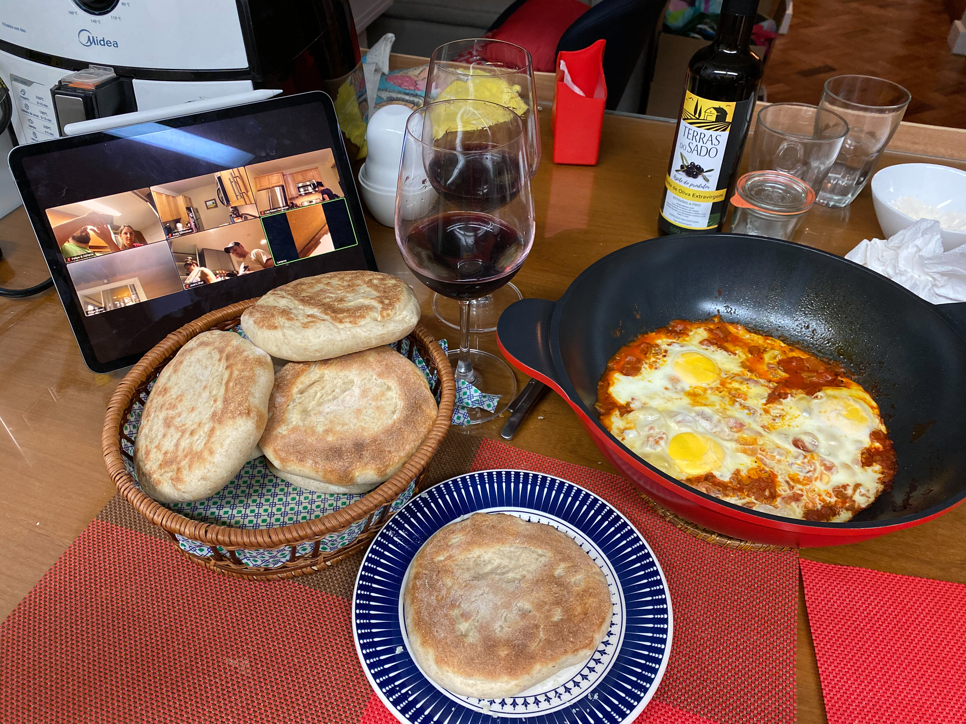 Picture of a Zoom meeting with a plate in front of it